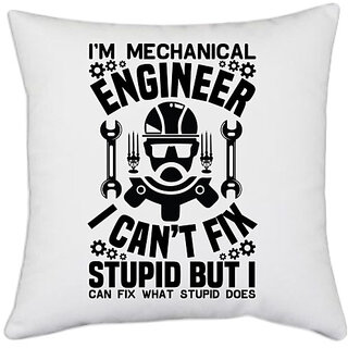                       UDNAG White Polyester 'Mechanical Engineer | I'm mechanical' Pillow Cover [16 Inch X 16 Inch]                                              