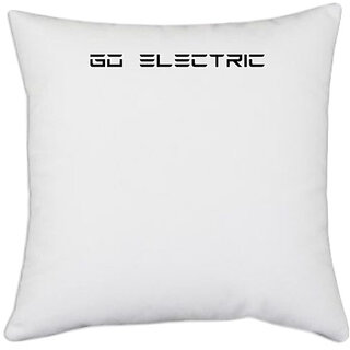                       UDNAG White Polyester 'Engineer | Go Electric' Pillow Cover [16 Inch X 16 Inch]                                              