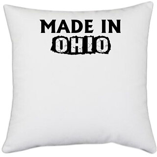                       UDNAG White Polyester 'OHIO | made in ohio' Pillow Cover [16 Inch X 16 Inch]                                              