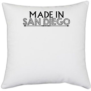                       UDNAG White Polyester 'Sn Diego | made in san diego' Pillow Cover [16 Inch X 16 Inch]                                              