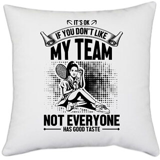                       UDNAG White Polyester 'Tennis | It's ok' Pillow Cover [16 Inch X 16 Inch]                                              