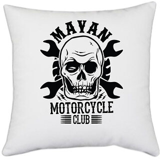                       UDNAG White Polyester 'Death | Mayan' Pillow Cover [16 Inch X 16 Inch]                                              