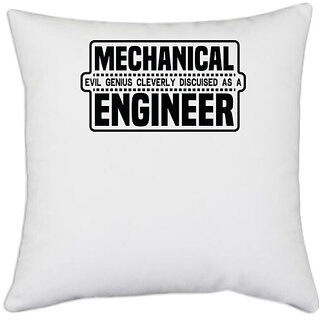                       UDNAG White Polyester 'Engineer | Mechanical evil' Pillow Cover [16 Inch X 16 Inch]                                              