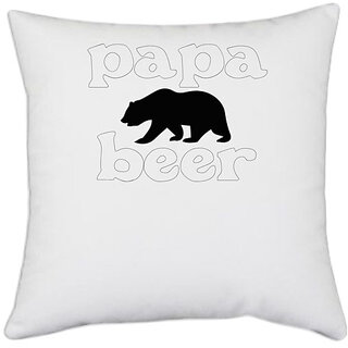                       UDNAG White Polyester 'Father | papa beer' Pillow Cover [16 Inch X 16 Inch]                                              
