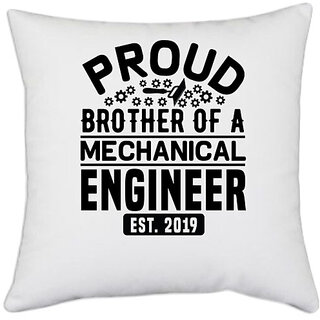                       UDNAG White Polyester 'Mechanical Engineer | 7 Proud' Pillow Cover [16 Inch X 16 Inch]                                              