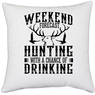                       UDNAG White Polyester 'Hunter | Weekend-1' Pillow Cover [16 Inch X 16 Inch]                                              
