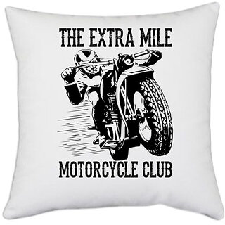                       UDNAG White Polyester 'Rider | The extra' Pillow Cover [16 Inch X 16 Inch]                                              