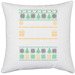                       UDNAG White Polyester 'Illustration | Template 49' Pillow Cover [16 Inch X 16 Inch]                                              