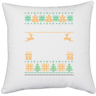                       UDNAG White Polyester 'Illustration | Template 47' Pillow Cover [16 Inch X 16 Inch]                                              