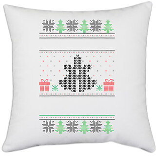                       UDNAG White Polyester 'Illustration | Template 46' Pillow Cover [16 Inch X 16 Inch]                                              