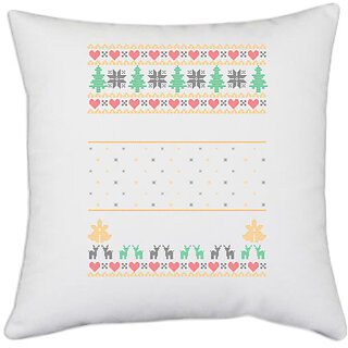                       UDNAG White Polyester 'Illustration | Template 43' Pillow Cover [16 Inch X 16 Inch]                                              