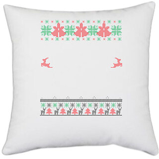                       UDNAG White Polyester 'Illustration | Template 42' Pillow Cover [16 Inch X 16 Inch]                                              