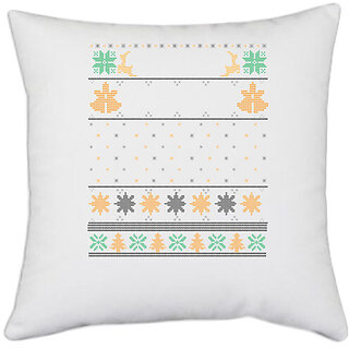                      UDNAG White Polyester 'Illustration | Template 41' Pillow Cover [16 Inch X 16 Inch]                                              