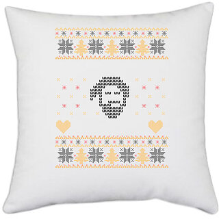                       UDNAG White Polyester 'Illustration | Template 37' Pillow Cover [16 Inch X 16 Inch]                                              