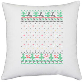                       UDNAG White Polyester 'Illustration | Template 36' Pillow Cover [16 Inch X 16 Inch]                                              