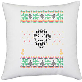                       UDNAG White Polyester 'Illustration | Template 32' Pillow Cover [16 Inch X 16 Inch]                                              