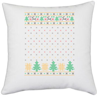                       UDNAG White Polyester 'Illustration | Template 31' Pillow Cover [16 Inch X 16 Inch]                                              