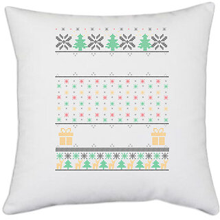                       UDNAG White Polyester 'Illustration | Template 30' Pillow Cover [16 Inch X 16 Inch]                                              