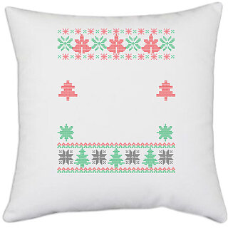                       UDNAG White Polyester 'Illustration | Template 28' Pillow Cover [16 Inch X 16 Inch]                                              