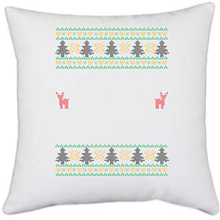                       UDNAG White Polyester 'Illustration | Template 27' Pillow Cover [16 Inch X 16 Inch]                                              