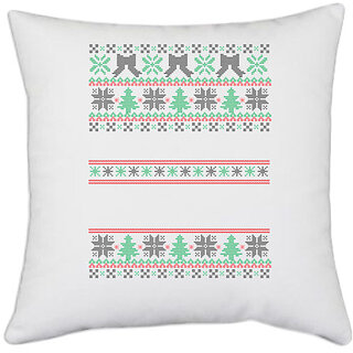                       UDNAG White Polyester 'Illustration | Template 26' Pillow Cover [16 Inch X 16 Inch]                                              