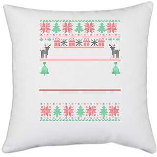                       UDNAG White Polyester 'Illustration | Template 25' Pillow Cover [16 Inch X 16 Inch]                                              