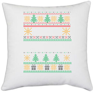                       UDNAG White Polyester 'Illustration | Template 24' Pillow Cover [16 Inch X 16 Inch]                                              