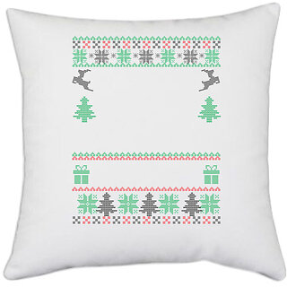                       UDNAG White Polyester 'Illustration | Template 23' Pillow Cover [16 Inch X 16 Inch]                                              
