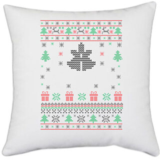                      UDNAG White Polyester 'Illustration | Template 19' Pillow Cover [16 Inch X 16 Inch]                                              
