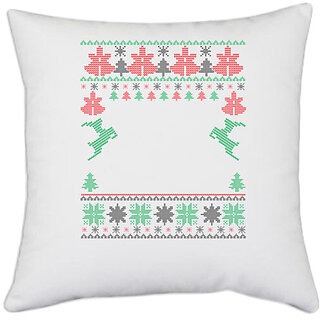                       UDNAG White Polyester 'Illustration | Template 17' Pillow Cover [16 Inch X 16 Inch]                                              