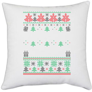                       UDNAG White Polyester 'Illustration | Template 16' Pillow Cover [16 Inch X 16 Inch]                                              