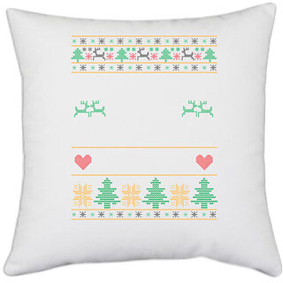                       UDNAG White Polyester 'Design | Templete' Pillow Cover [16 Inch X 16 Inch]                                              