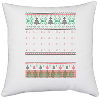                       UDNAG White Polyester 'Illustration | Template 12' Pillow Cover [16 Inch X 16 Inch]                                              