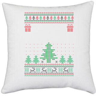                       UDNAG White Polyester 'Illustration | Template 10' Pillow Cover [16 Inch X 16 Inch]                                              