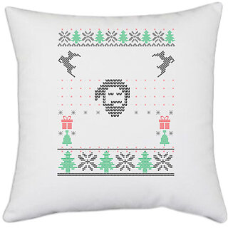                       UDNAG White Polyester 'Illustration | Template 9' Pillow Cover [16 Inch X 16 Inch]                                              