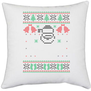                       UDNAG White Polyester 'Illustration | Template 7' Pillow Cover [16 Inch X 16 Inch]                                              