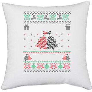                       UDNAG White Polyester 'Illustration | Template 5' Pillow Cover [16 Inch X 16 Inch]                                              