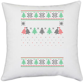                       UDNAG White Polyester 'Illustration | Template 3' Pillow Cover [16 Inch X 16 Inch]                                              