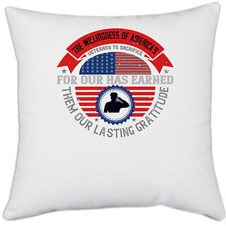                       UDNAG White Polyester 'Fireman Firefighter | The willingness of america's' Pillow Cover [16 Inch X 16 Inch]                                              