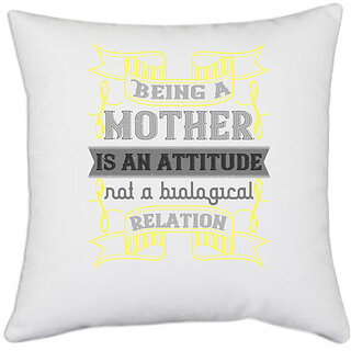                       UDNAG White Polyester 'Mother | beaing mother' Pillow Cover [16 Inch X 16 Inch]                                              