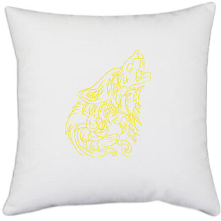                       UDNAG White Polyester '| Illustration' Pillow Cover [16 Inch X 16 Inch]                                              