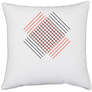                       UDNAG White Polyester 'Art | Line Art' Pillow Cover [16 Inch X 16 Inch]                                              