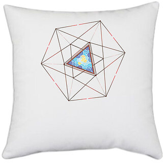                       UDNAG White Polyester 'Illustration | Hexagonal Art' Pillow Cover [16 Inch X 16 Inch]                                              