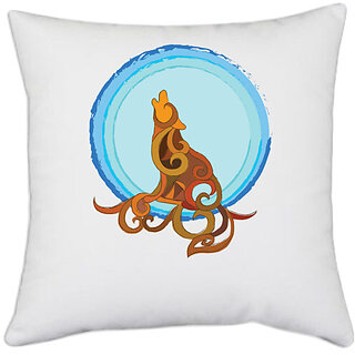                       UDNAG White Polyester 'Illustration | Dog Art' Pillow Cover [16 Inch X 16 Inch]                                              