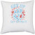 UDNAG White Polyester '| get up get after it' Pillow Cover [16 Inch X 16 Inch]