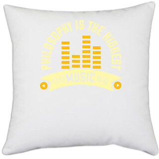                       UDNAG White Polyester 'Music | Philosophy is the highest music' Pillow Cover [16 Inch X 16 Inch]                                              