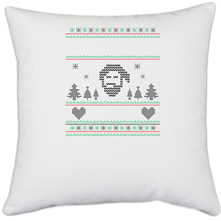                       UDNAG White Polyester 'Templete | Templetes' Pillow Cover [16 Inch X 16 Inch]                                              