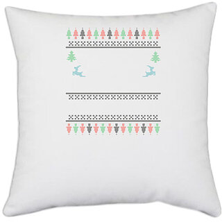                       UDNAG White Polyester 'Templete | Templete' Pillow Cover [16 Inch X 16 Inch]                                              