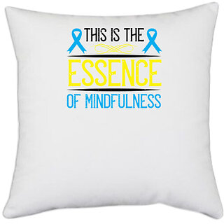                       UDNAG White Polyester 'Awareness | This is the essence of mindfulness' Pillow Cover [16 Inch X 16 Inch]                                              