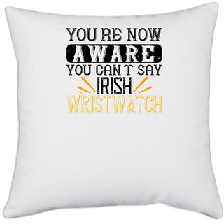                       UDNAG White Polyester 'Irish | You're now aware you can't say 'Irish Wristwatch' Pillow Cover [16 Inch X 16 Inch]                                              